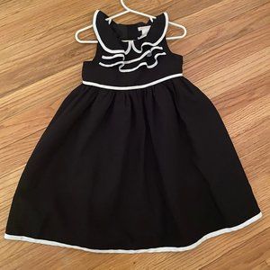 Janie & Jack 2T Black with White Trim Silky Dress